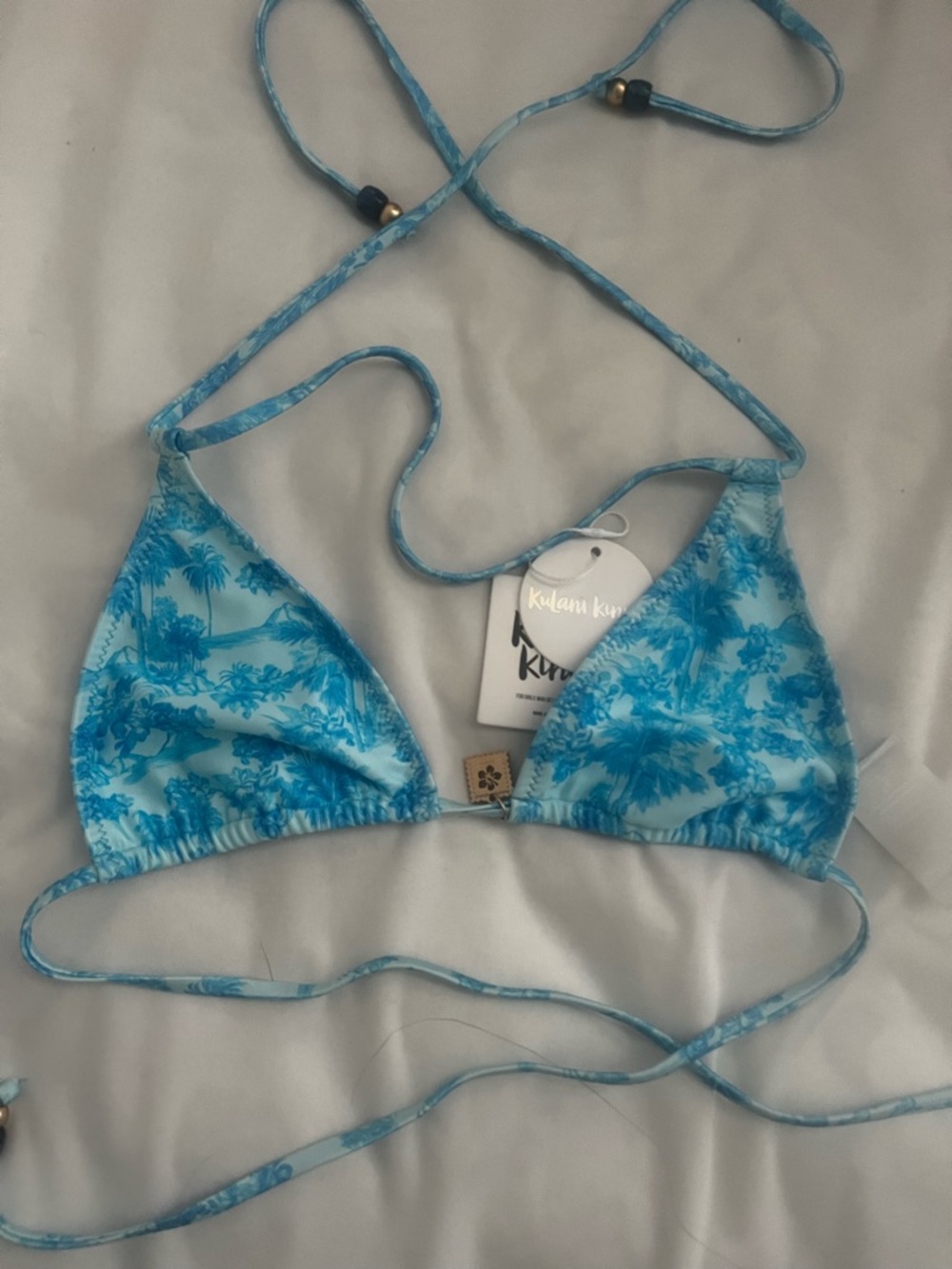 Kulani Kinis Blue Tropical Triangle Bikini Top